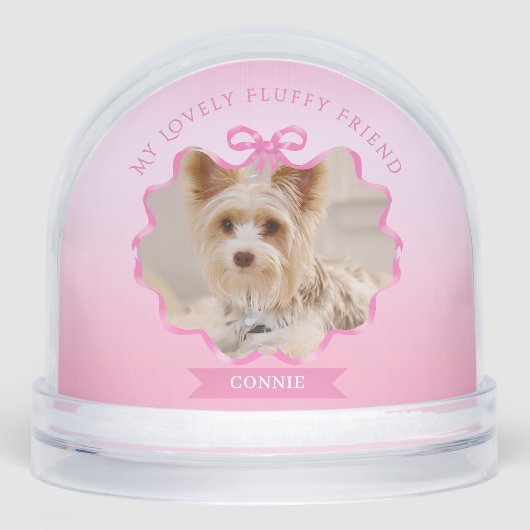Bow Ribbon Glittering Pet Memory Photo Pink (正面)