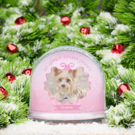 Bow Ribbon Glittering Pet Memory Photo Pink