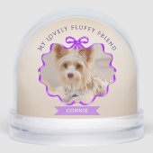 Bow Ribbon Glittering Pet Memory Photo Purple (正面)