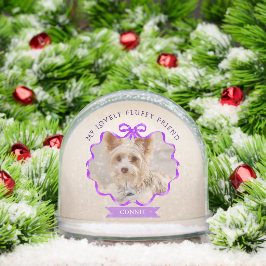 Bow Ribbon Glittering Pet Memory Photo Purple