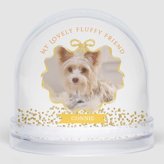 Bow Ribbon Glittering Pet Memory Photo White (正面)