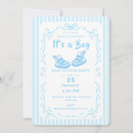 Bow Ribbon Its a Boyベビー 招待状