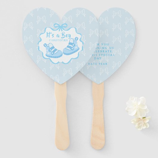 Bow Ribbon Its a Boy ハンドファン (正面&裏面)