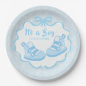 Bow Ribbon Its a  Boy ペーパープレート (正面)