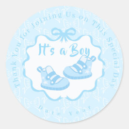 Bow Ribbon Its a Boy ラウンドシール