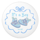 Bow Ribbon Its a Boy Blue セラミックノブ (正面)