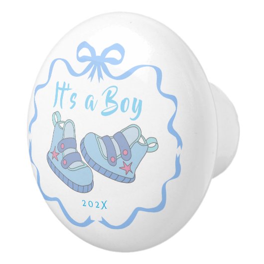 Bow Ribbon Its a Boy Blue セラミックノブ (右)