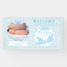 Bow Ribbon Its a Boy Welcome 横断幕