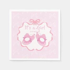 Bow Ribbon Its a Girl  スタンダードカクテルナプキン