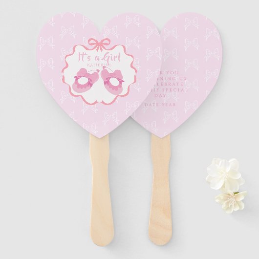 Bow Ribbon Its a Girl ハンドファン (正面&裏面)