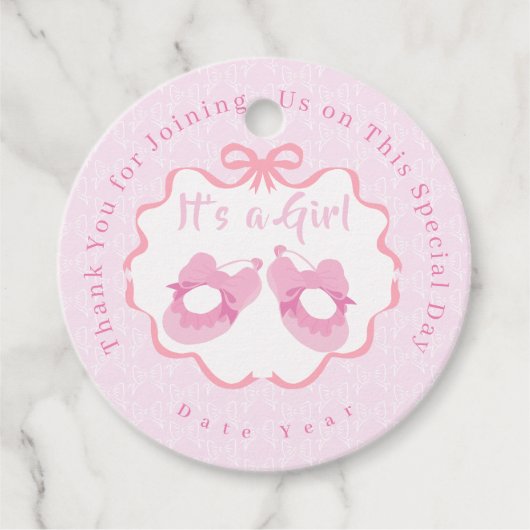 Bow Ribbon Its a Girl フェイバータグ (正面)