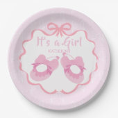 Bow Ribbon Its a Girl  ペーパープレート (正面)