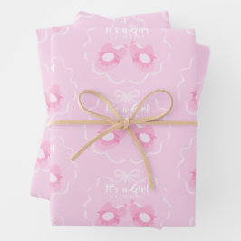 Bow Ribbon Its a Girl Pink ラッピングペーパーシート