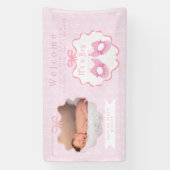 Bow Ribbon Its a Girl Welcome 横断幕 (縦)