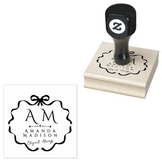 Bow Ribbon Monogram Rubber Stamp ラバースタンプ (押印)