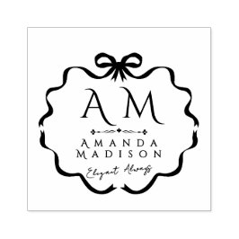 Bow Ribbon Monogram Rubber Stamp ラバースタンプ