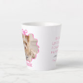 Bow Ribbon Pet Memory Photo Pink カフェラテマグ (正面)