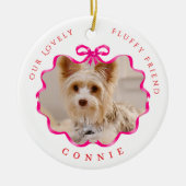 Bow Ribbon Pet Memory Photo Red セラミックオーナメント (正面)