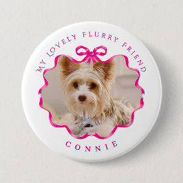 Bow Ribbon Pet Photo Red 缶バッジ