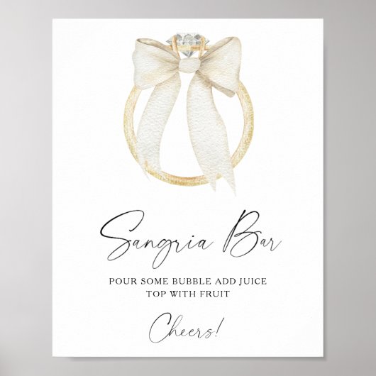 Bow & Ring Bridal shower sangria bar ポスター (正面)