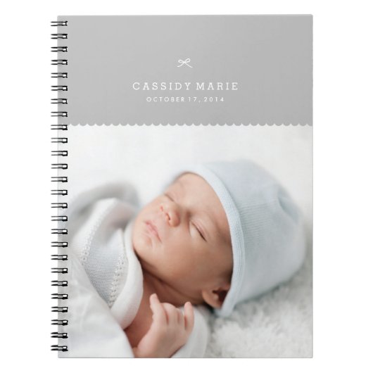 Bow & Scallopsジャーナル – グレー ノートブック (正面)