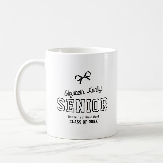 Bow Senior Custom Year Script Graduate College コーヒーマグカップ (左)