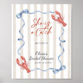 Bow She’s a Catch Lobster Bridal Shower Welcome  ポスター (正面)