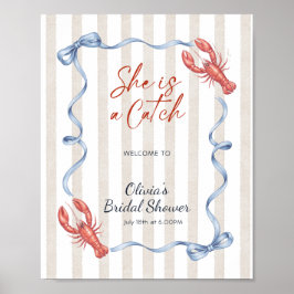 Bow She’s a Catch Lobster Bridal Shower Welcome  ポスター