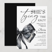 Bow She's Tying the Knot Bridal Shower 招待状 (正面/裏面)