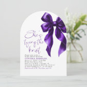 Bow She's Tying the Knot Bridal Shower Photo 招待状 (スタンド正面)