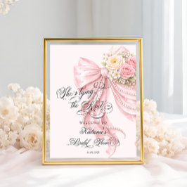 Bow She's Tying the Knot Bridal Shower Welcome ポスター