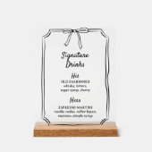 Bow Signature Drinksエレガントのバーメ結婚ニュー アクリルサイン (正面)