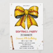 Bow softball party invitation 招待状 (正面)