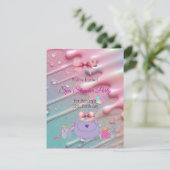  Bow Spa Slumber Birthday Party Invitation 招待状 (スタンド正面)