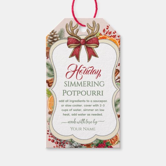 Bow Stovetop Christmas  Simmering Potpourri  Gif ギフトタグ (正面)