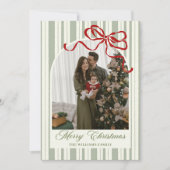  Bow Stripe Family Photo Christmas Holiday Card シーズンカード (正面)