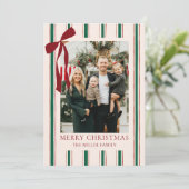 Bow Stripe Family Photo Christmas Holiday Card シーズンカード (スタンド正面)