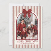 Bow Stripe Family Photo Christmas Holiday Card シーズンカード (正面)