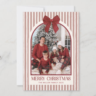 Bow Stripe Family Photo Christmas Holiday Card シーズンカード