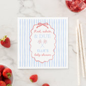 Bow Striped Red White and Due Shower Napkins スタンダードランチョンナプキン (インサイチュ)