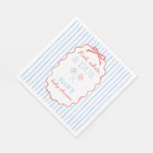 Bow Striped Red White and Due Shower Napkins スタンダードランチョンナプキン (角)