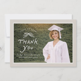 Bow Text Overlay Photo Graduation Thank You Card サンキューカード