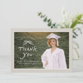 Bow Text Overlay Photo Graduation Thank You Card サンキューカード (スタンド正面)