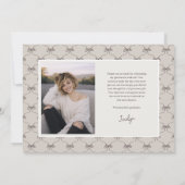 Bow Text Overlay Photo Graduation Thank You Card サンキューカード (裏面)