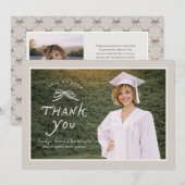 Bow Text Overlay Photo Graduation Thank You Card サンキューカード (正面/裏面)