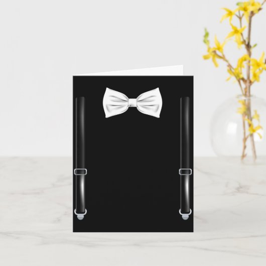 Bow Tie With Suspenders Funny Wedding And Special  カード (黄色い花)