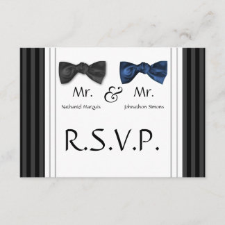 Bow Ties & Pin ストライプの RSVPカード