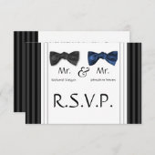 Bow Ties & Pin ストライプの RSVPカード (正面/裏面)
