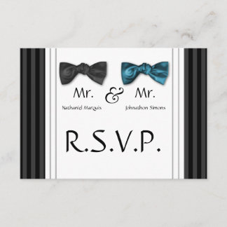 Bow Ties & Pin ストライプの RSVPカード