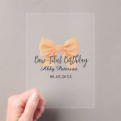 Bow-tiful birthday orange bow name date simple pas アクリル招待状 (インサイチュ (ポータブル))